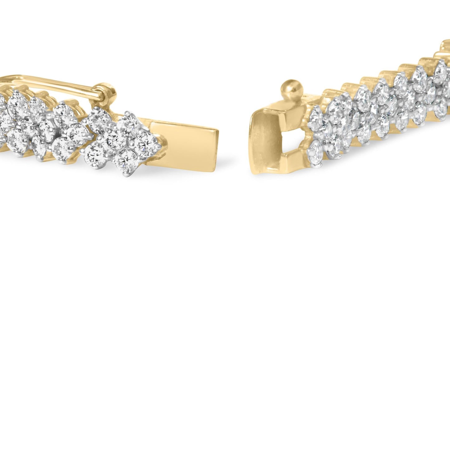 14K Yellow Gold 4.00 Cttw Diamond Trio Cluster Link Bracelet (H-I Color I1-I2