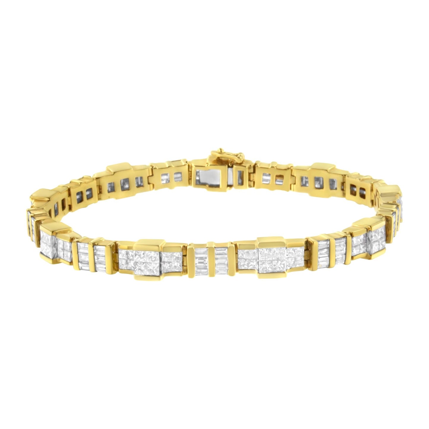 14K Yellow Gold Baguette and Princess-Cut Diamond Bracelet (8.30 cttw H-I Color