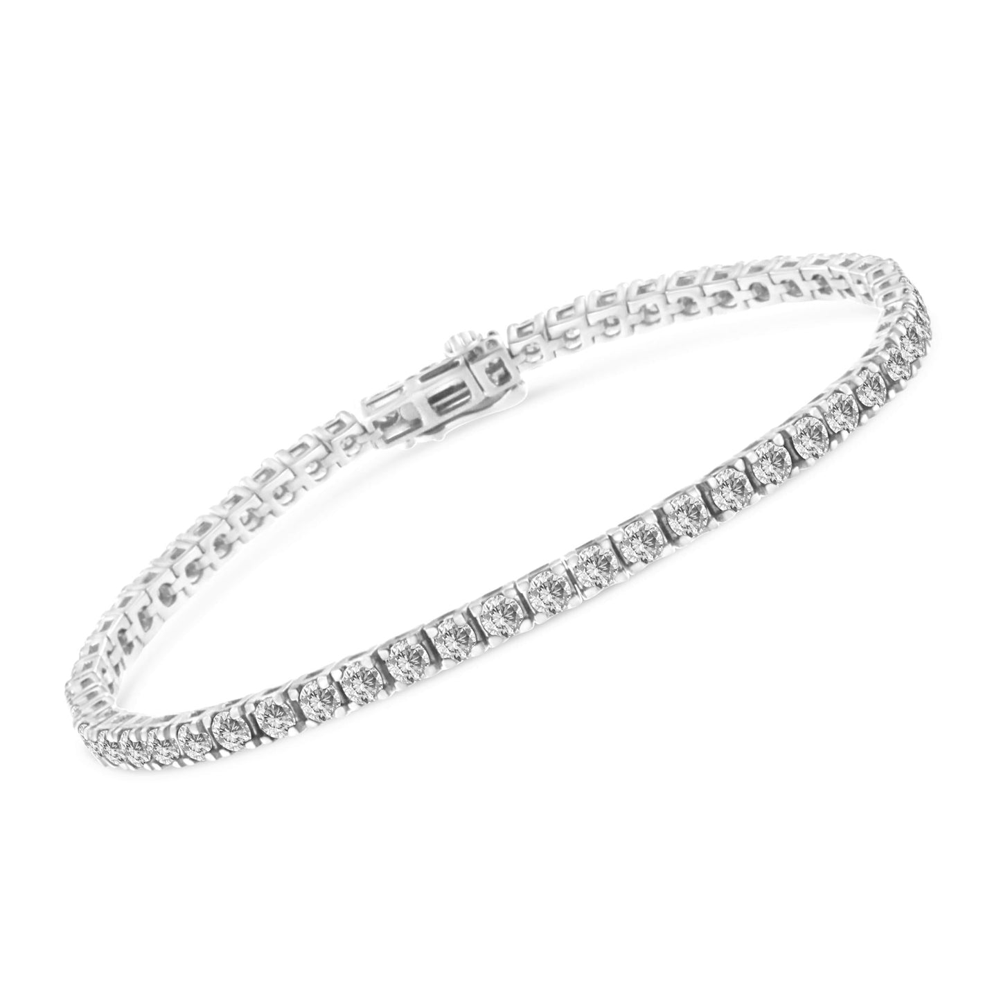 14K White Gold 4-Prong Set Lab Grown Round Diamond Classic Tennis Bracelet (F-G