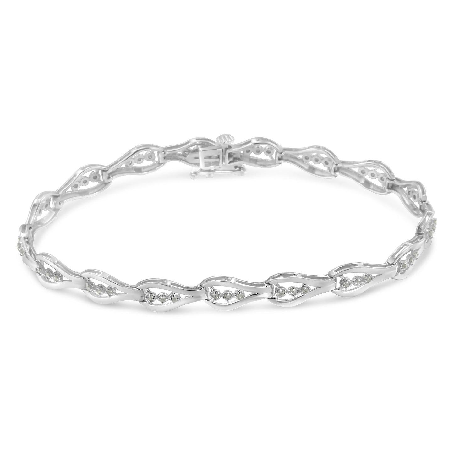 Sterling Silver Diamond Link Bracelet (0.5 cttw I-J Color I3 Clarity)