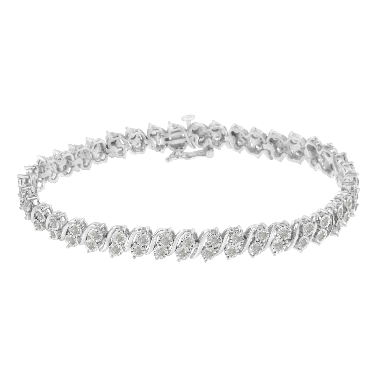 .925 Sterling Silver 2.0 Cttw Diamond S- Link Tennis Bracelet (I-J Color I3