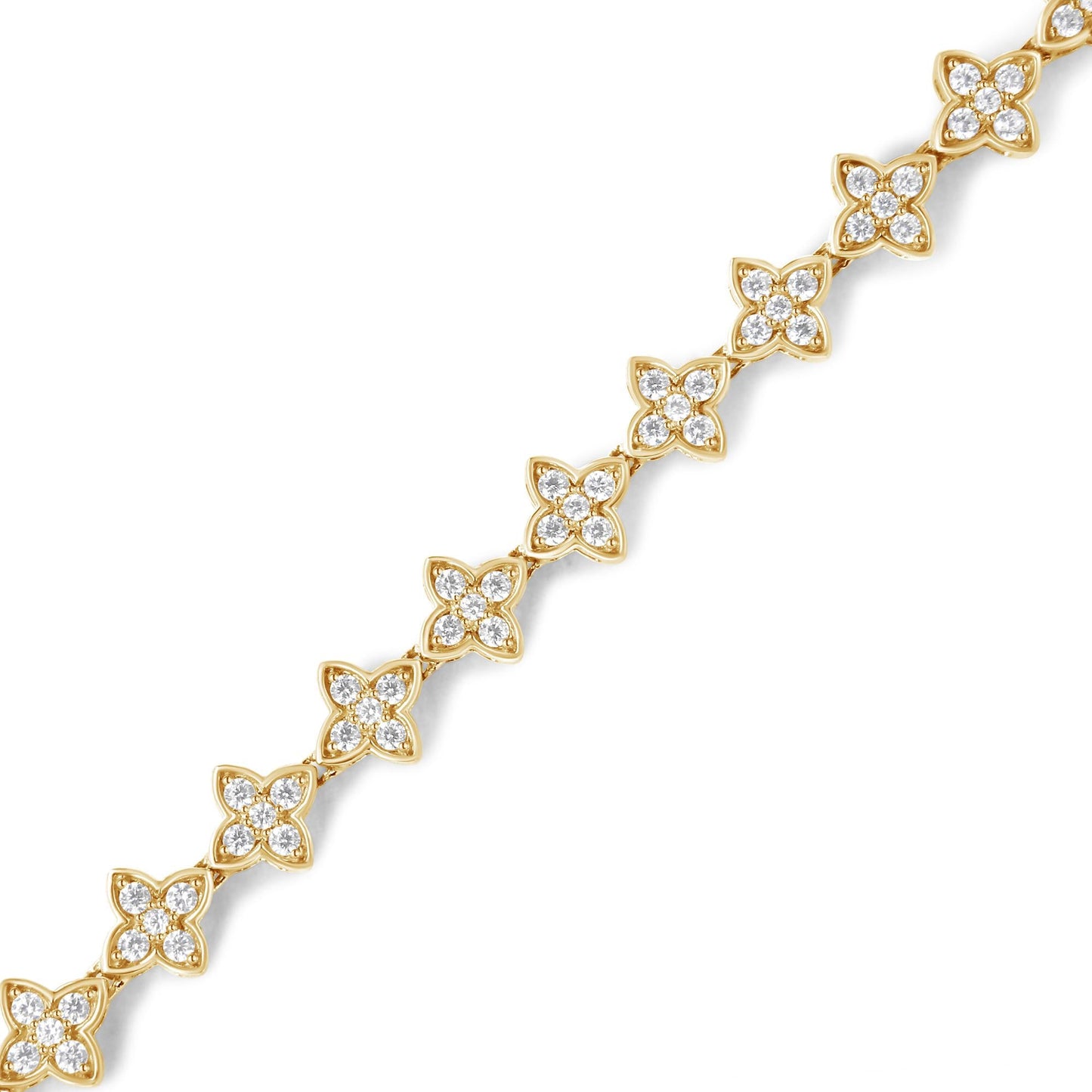 10K Yellow Gold 2.0 cttw Round-Cut Diamond 4 Leaf Clover Link Bracelet (J-K