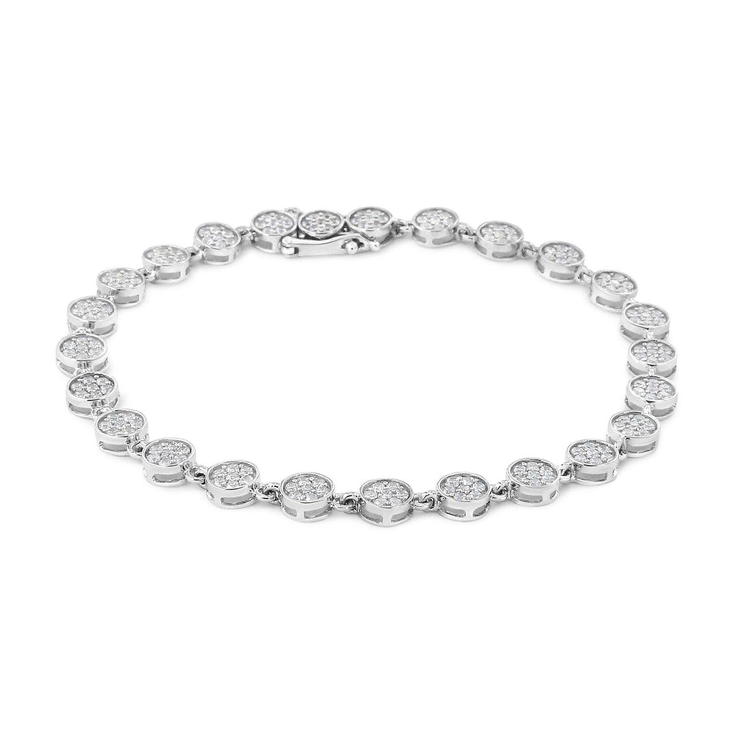 .925 Sterling Silver 2.0 Cttw Round Diamond Link Bracelet (G-H Color I1-I2