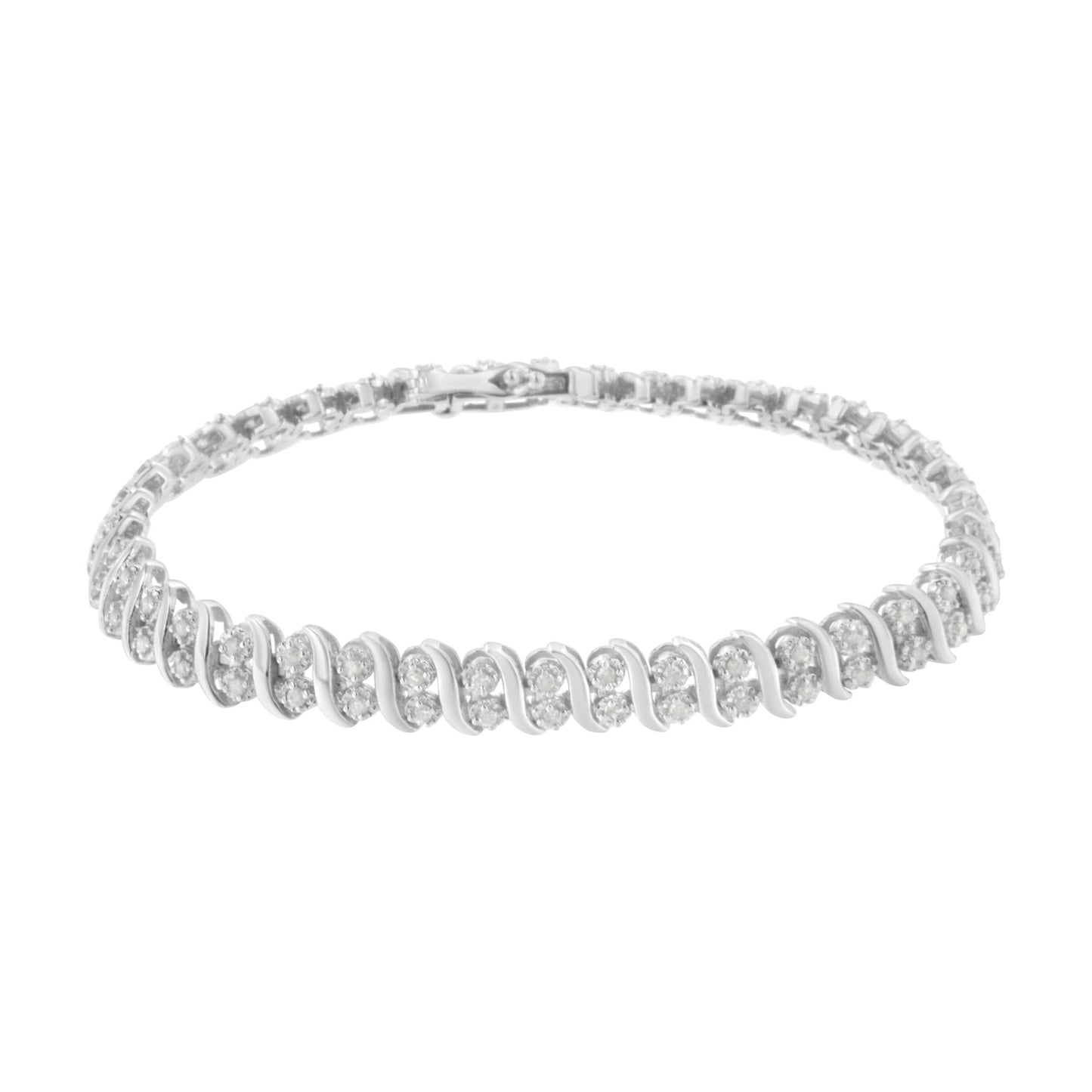 .925 Sterling Silver 1 cttw Double Row Miracle-Set Diamond Tennis Bracelet (I-J