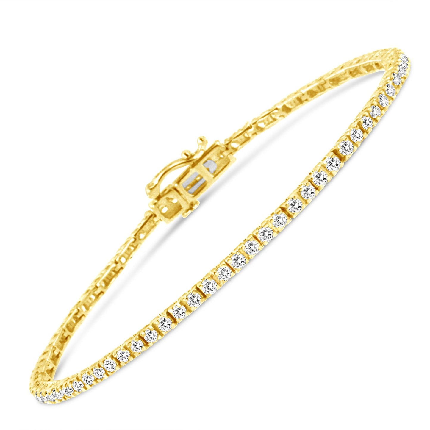 14K Yellow Gold Plated.925 Sterling Silver 2.0 Cttw Diamond Classic Link Tennis