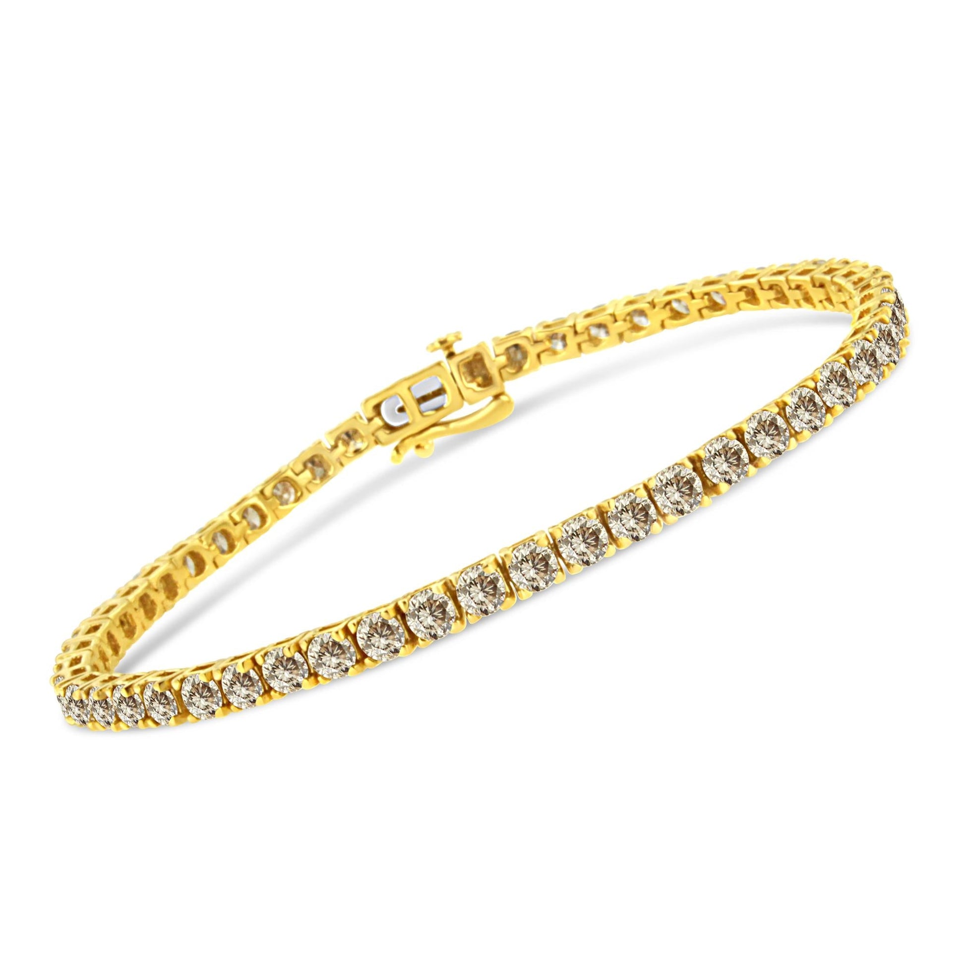 14K Yellow Gold Plated.925 Sterling Silver 8.0 Cttw Diamond Classic Link Tennis