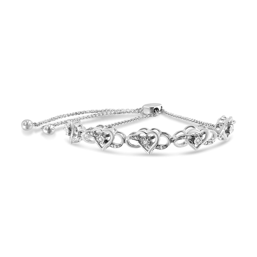 .925 Sterling Silver Miracle Set Diamond Accented Infinity Hearts 6”-9”