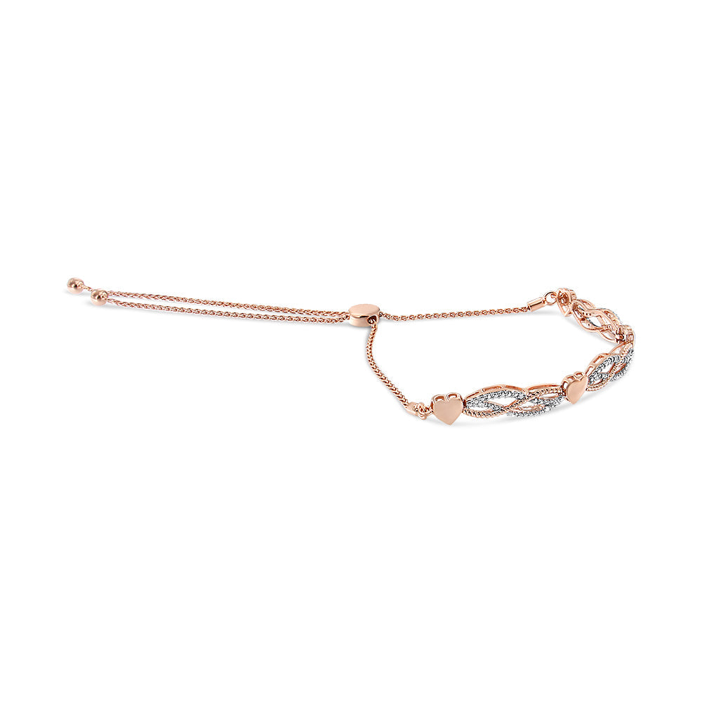 14K Rose Gold Plated.925 Sterling Silver Cttw Diamond Accent Layered Infinity