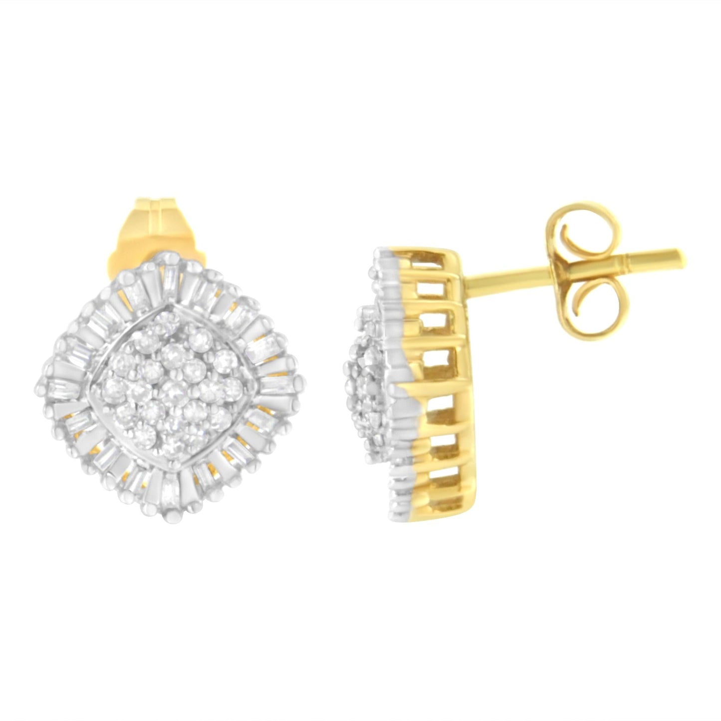 10K Yellow Gold 1/2 cttw Diamond Cluster Cocktail Stud Earrings (I-J I1-I2)