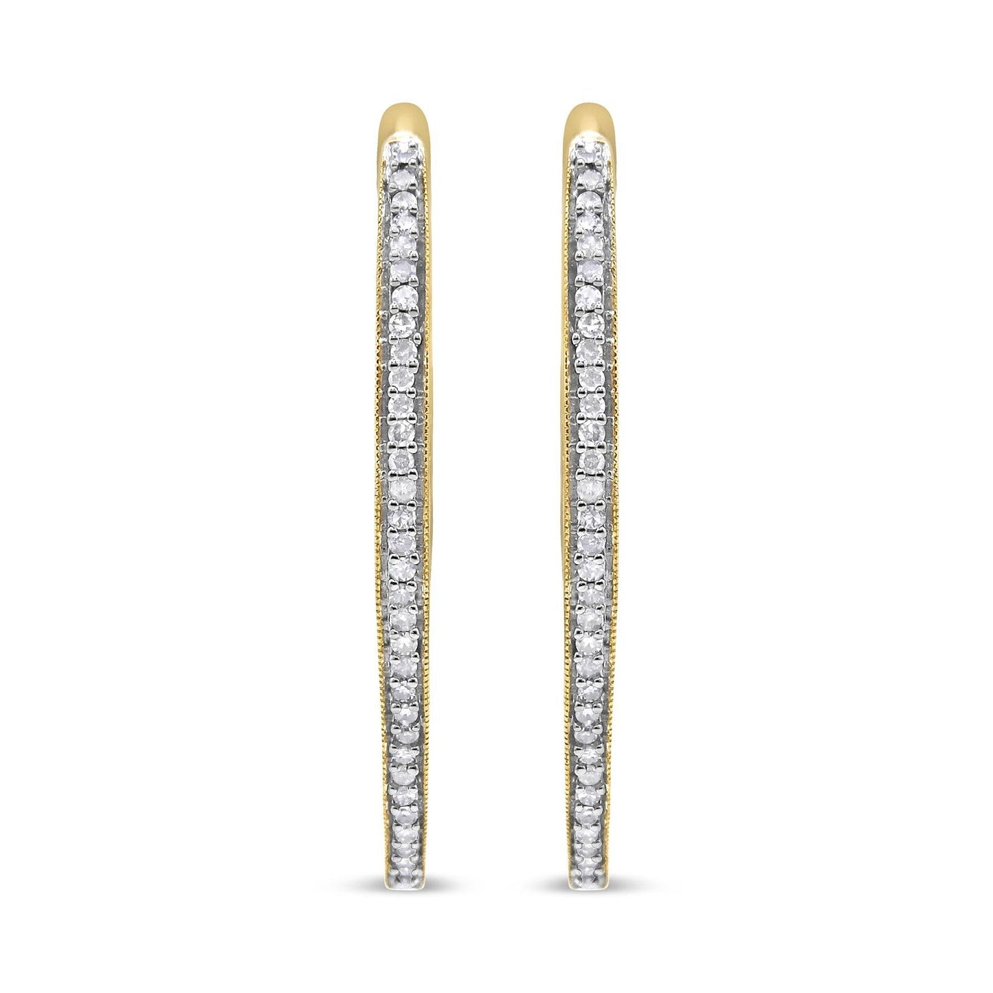 10k Yellow Gold Round Cut Diamond Earrings (1 cttw I-J Color I2-I3 Clarity)