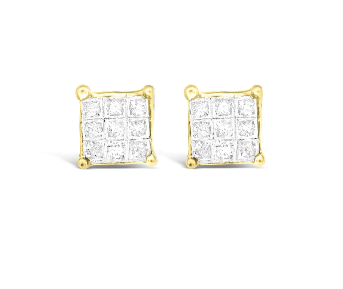 10K Yellow Gold Princess-cut Composite 18-stone Diamond Earrings (0.25 CTTW J-K