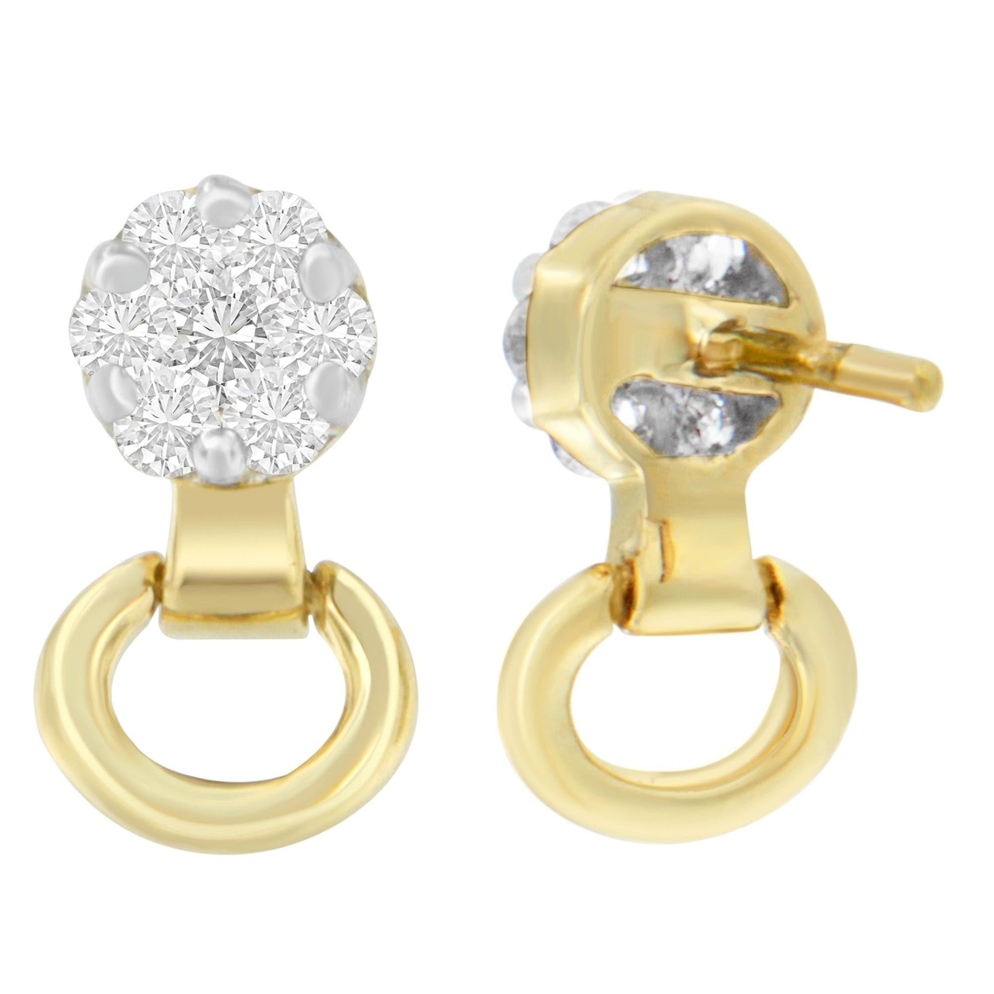 14K Yellow Gold 1/2 cttw Diamond Stud Earrings (I-J SI1-SI2)