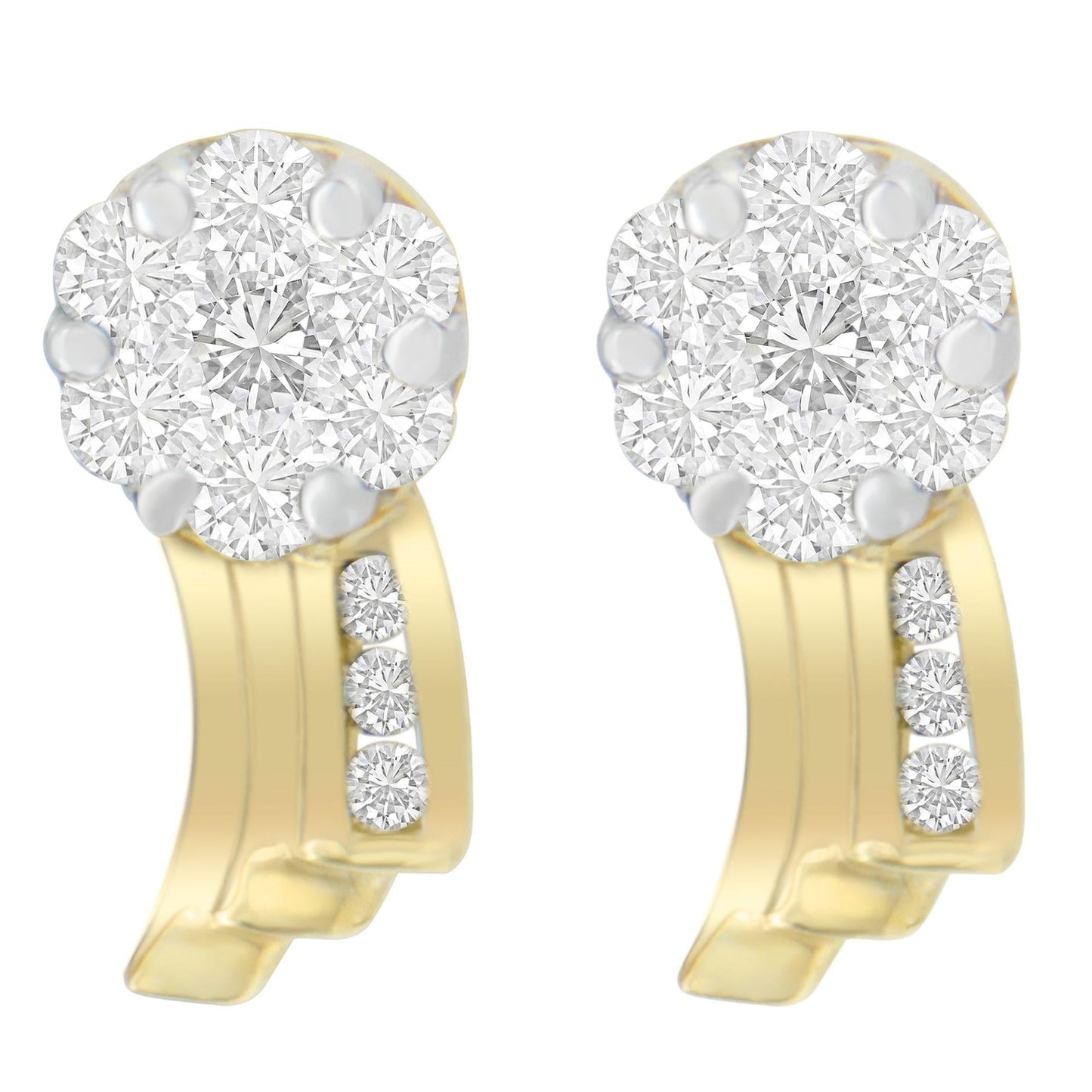 14K Yellow Gold 7/8 cttw Round Cut Diamond Earrings (I-J SI1-SI2)