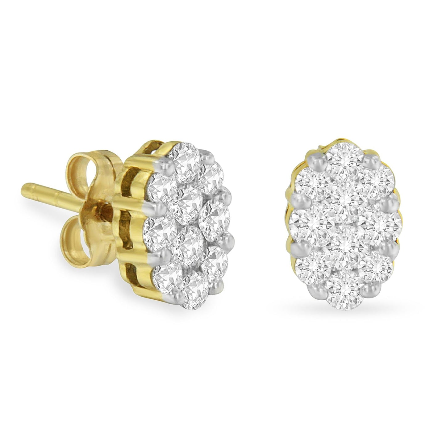 18K Yellow Gold 1 cttw Flower Diamond Stud Earrings (H-I I1-I2)