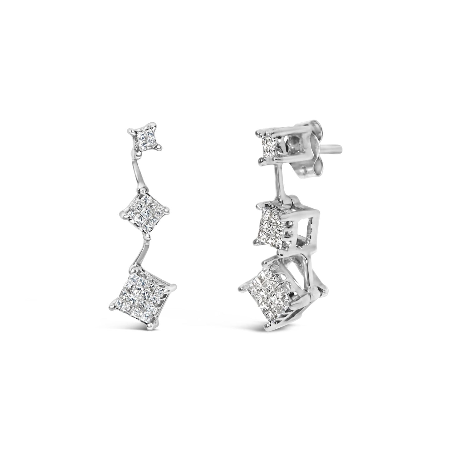 14K White Gold 1 cttw Princess Cut Diamond Earrings (G-H, VS1-VS2)