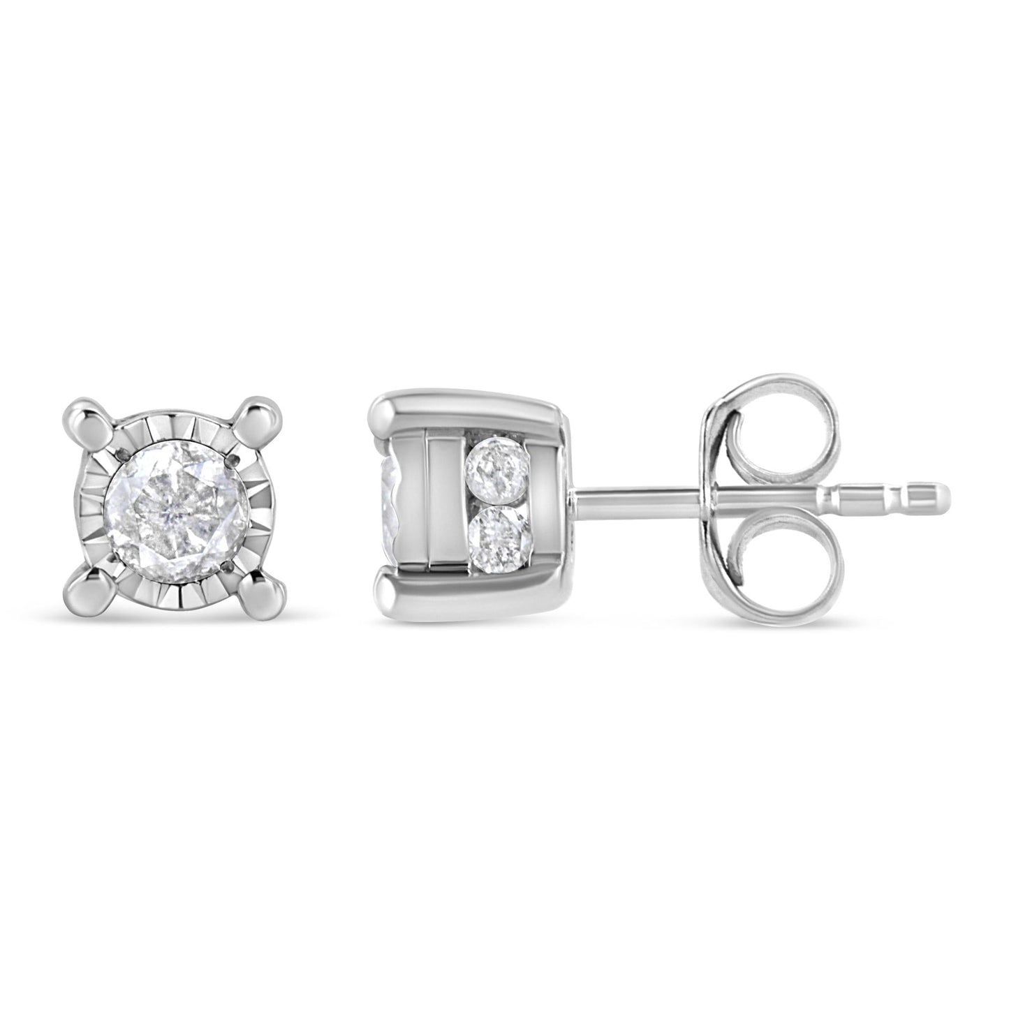 .925 Sterling Silver 1.0 Cttw Round Brilliant-Cut Diamond Miracle-Set Solitaire