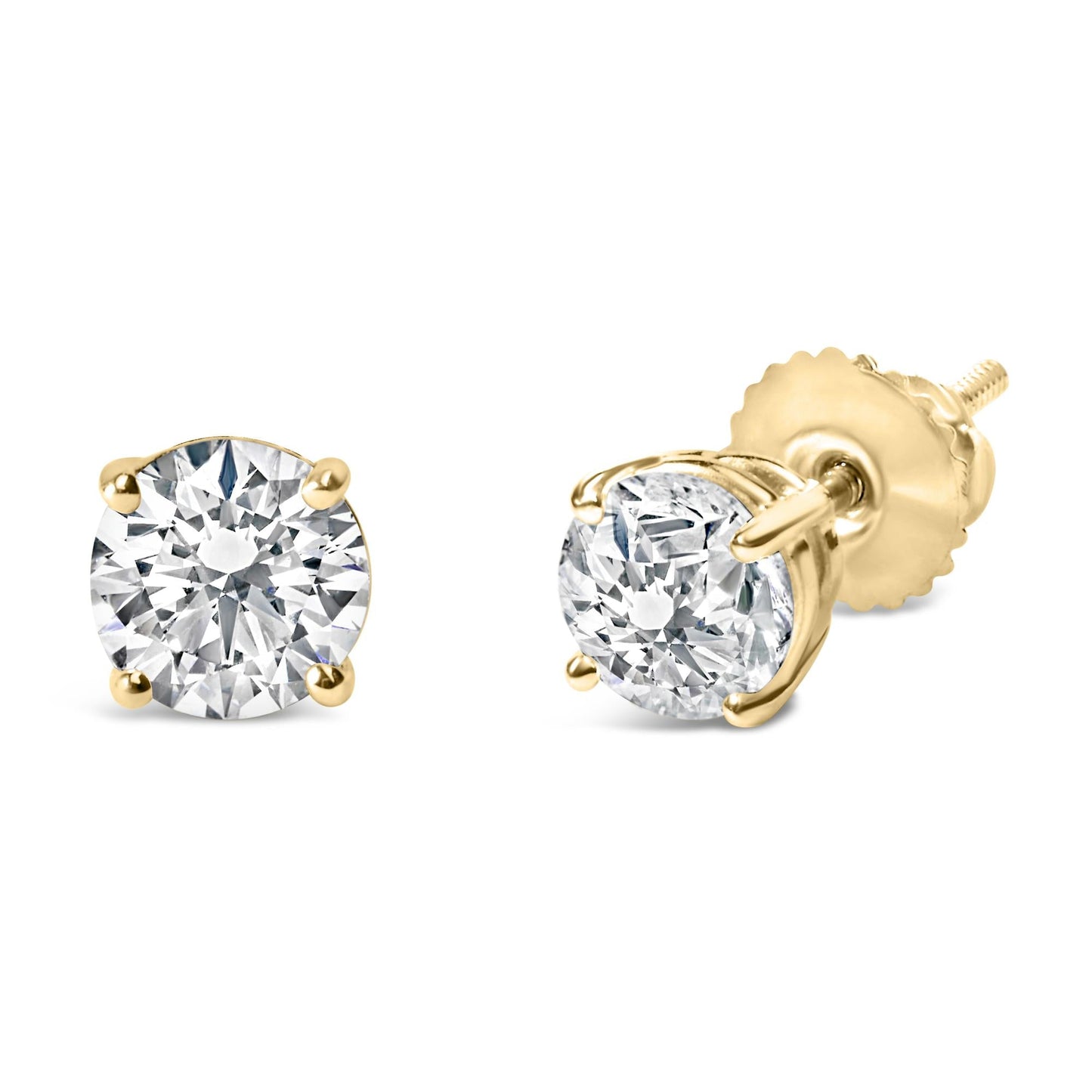 14K Gold 2.00 Cttw Lab Grown Round Brilliant-Cut Diamond Classic 4-Prong Stud