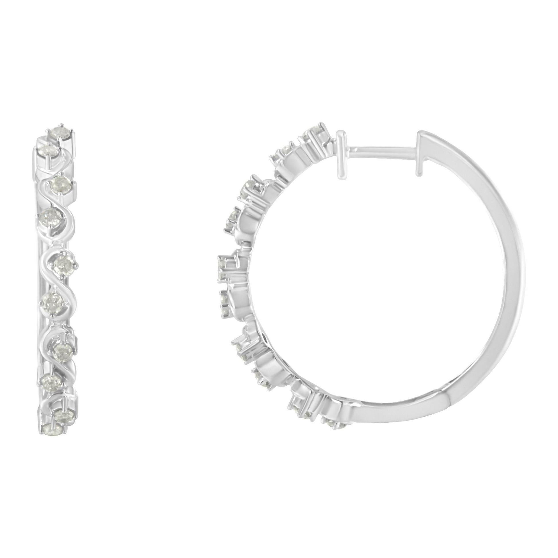 Sterling-Silver Diamond Hoop Earring (1/2 cttw I-J Color I3 Clarity)