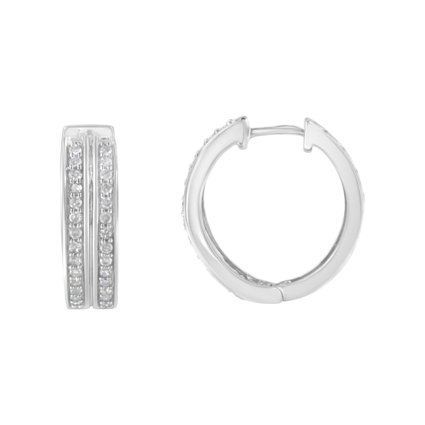 10K White Gold Diamond Hoop Earring (1/2 cttw I-J Color I2-I3 Clarity)