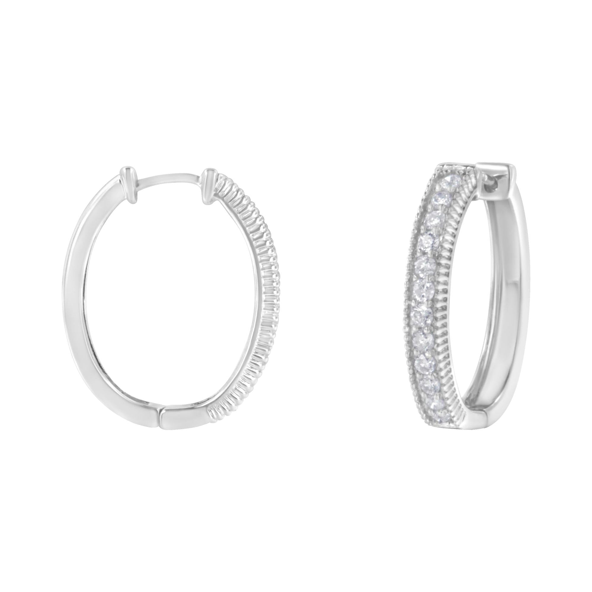 10KT White Gold Diamond Hoop Earring (1.00 cttw H-I Color I1-I2 Clarity)