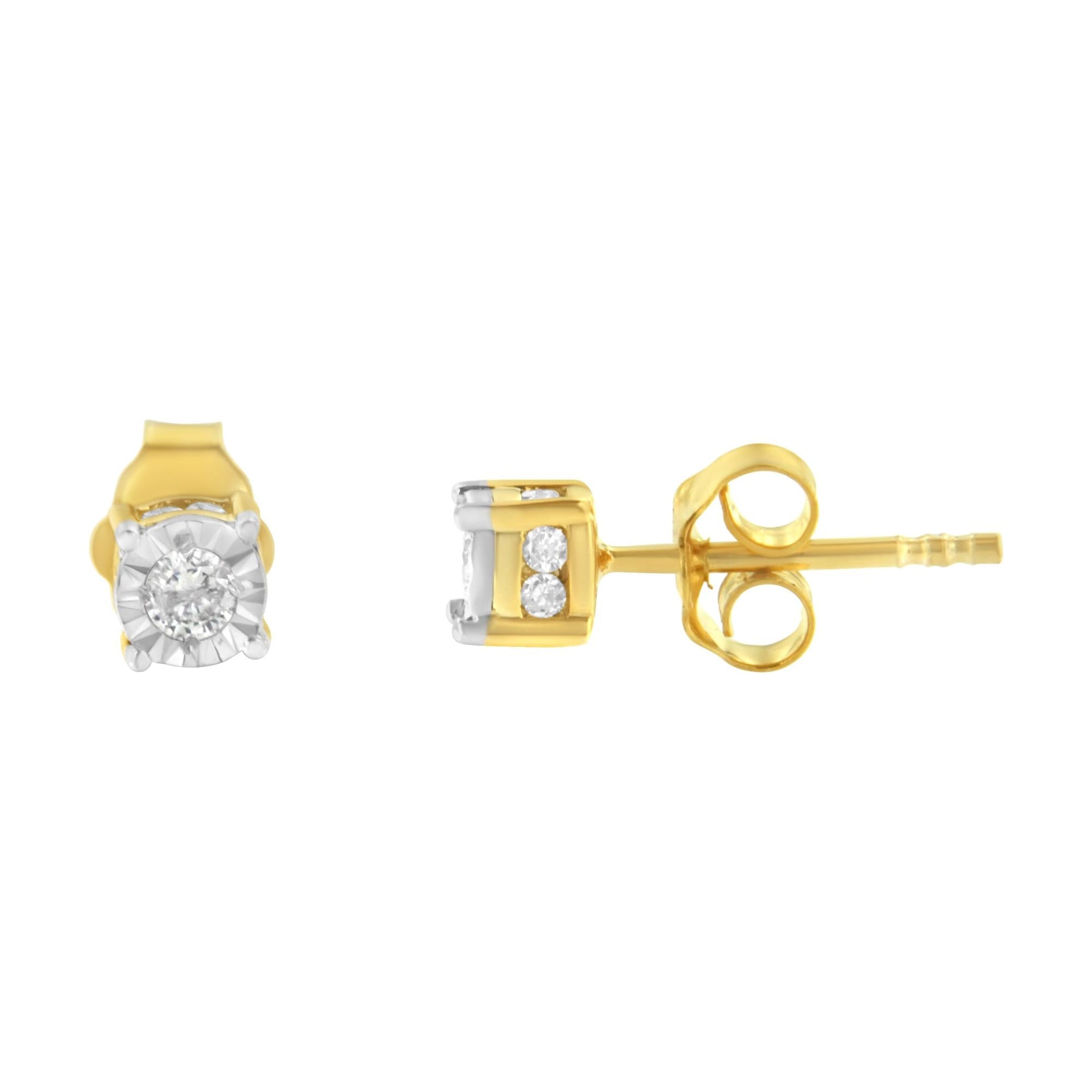 Yellow Plated Sterling Silver Diamond Stud Earring (1/4 cttw I-J Color I2-I3