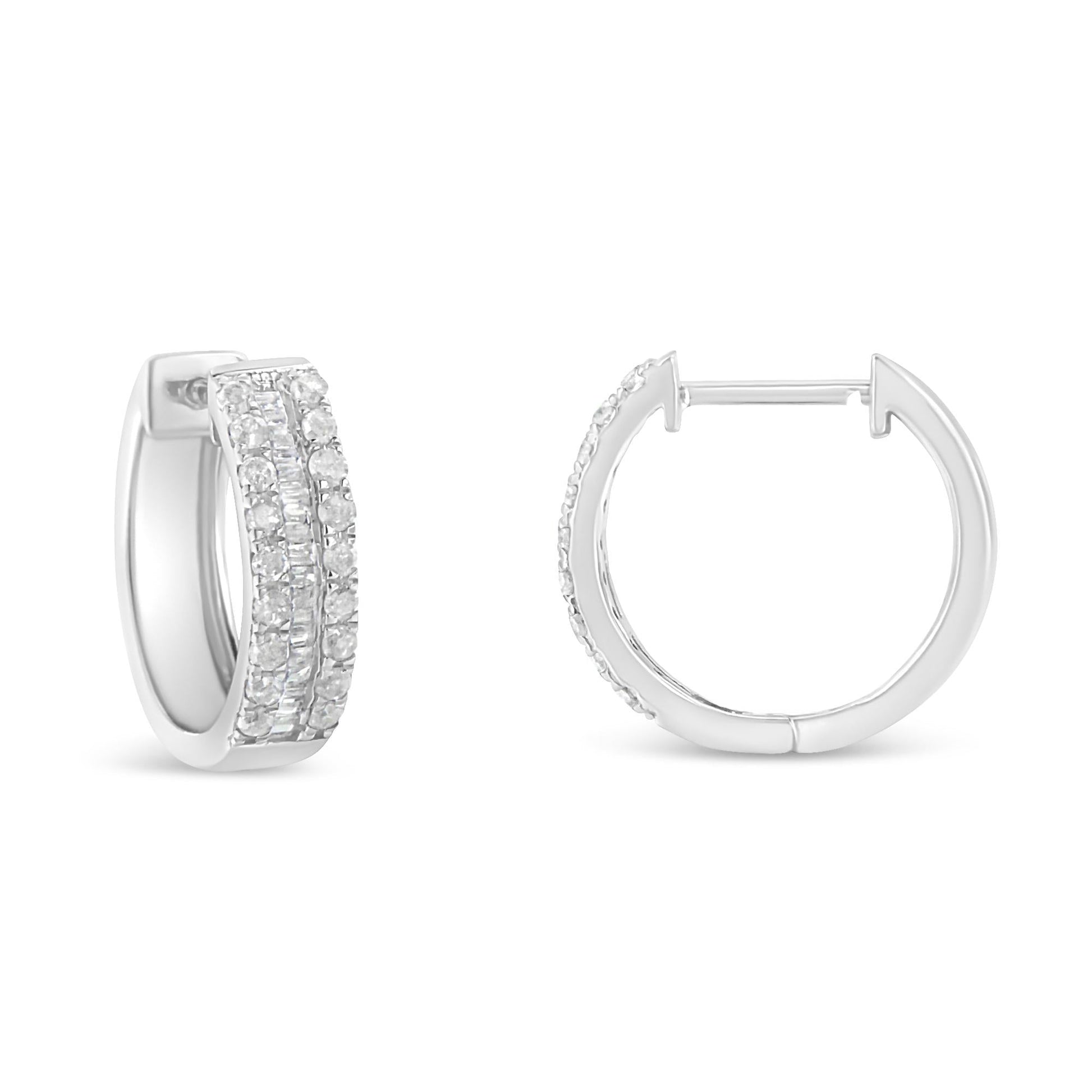 Sterling-Silver Diamond Hoop Earring (1/2 cttw I-J Color I2-I3 Clarity)