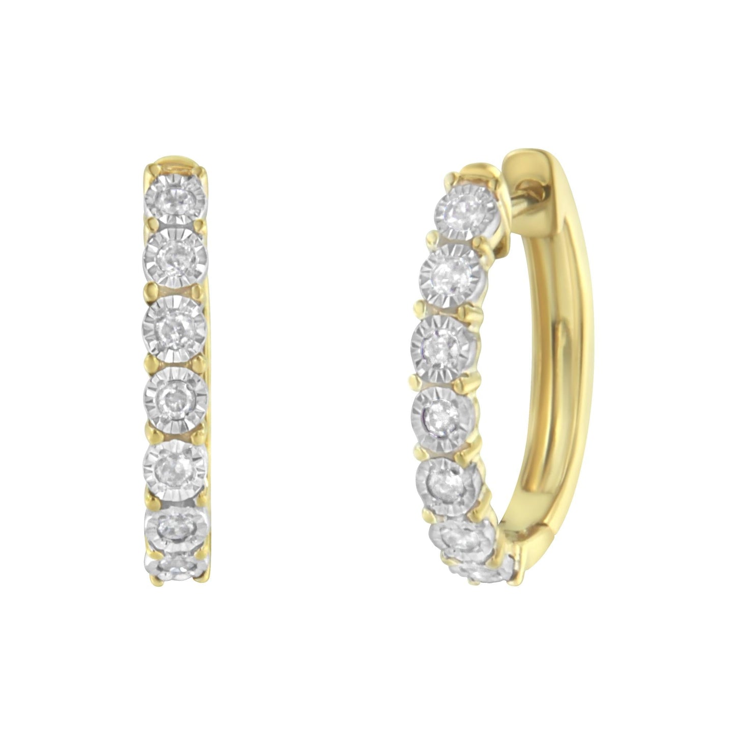 10KT Two-Toned Gold Diamond Hoop Earring (1/4 cttw J-K Color I2-I3 Clarity)