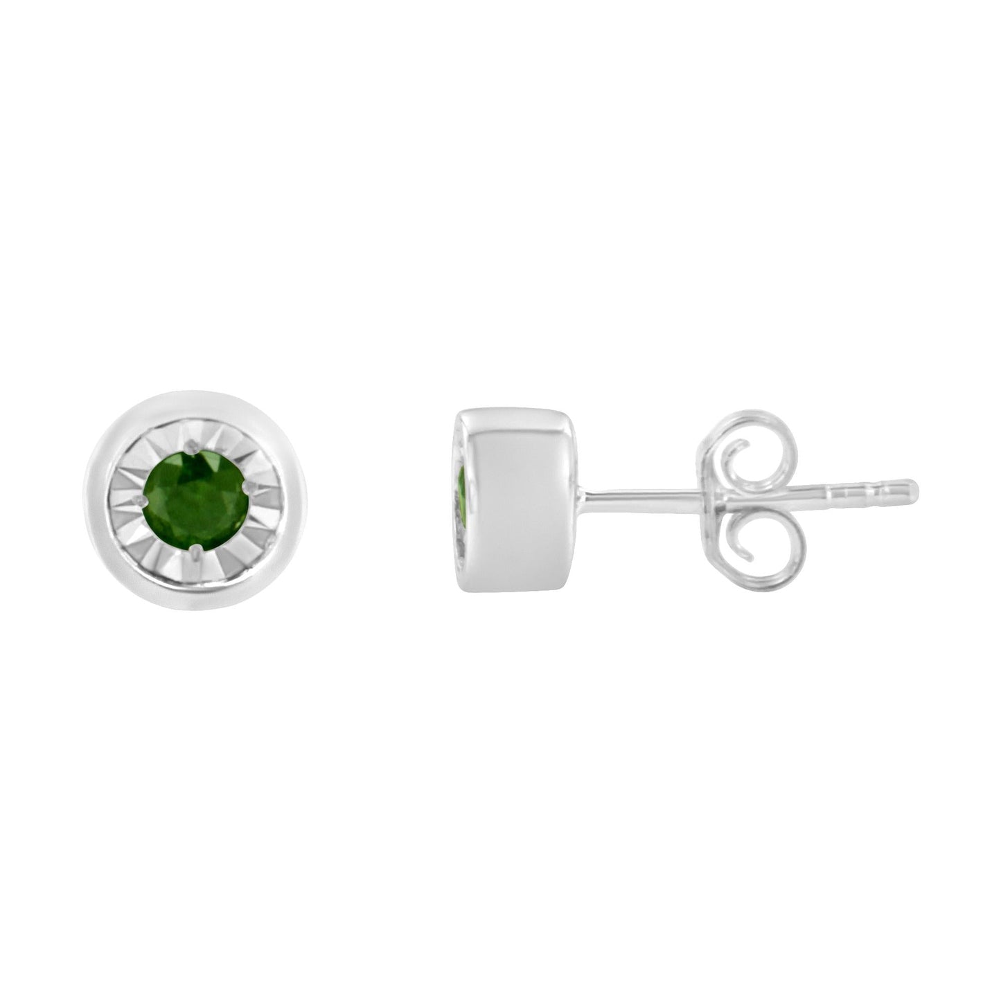 .925 Sterling Silver 1/5 Cttw Round Brilliant-Cut Green Diamond Miracle-Set