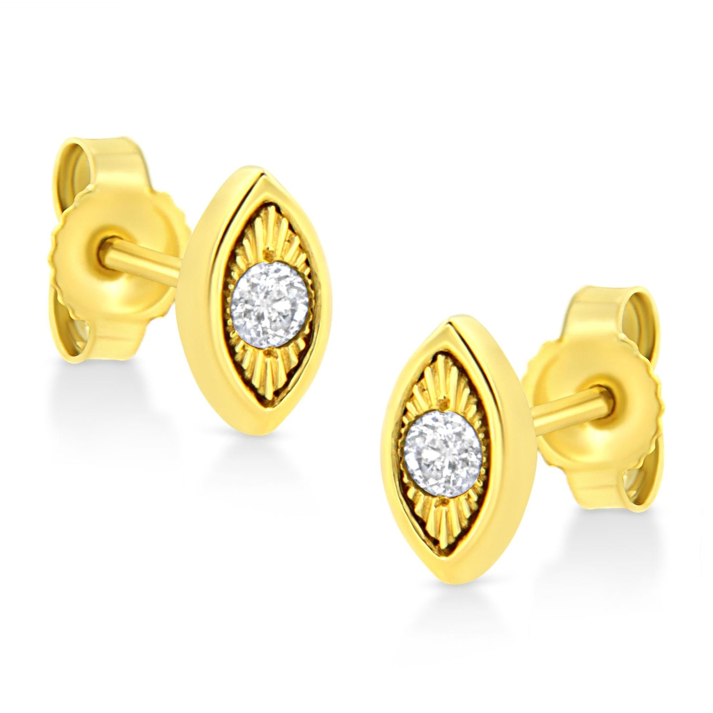 10K Yellow Gold Plated.925 Sterling Silver 1/10 Cttw Miracle-Set Diamond Stud