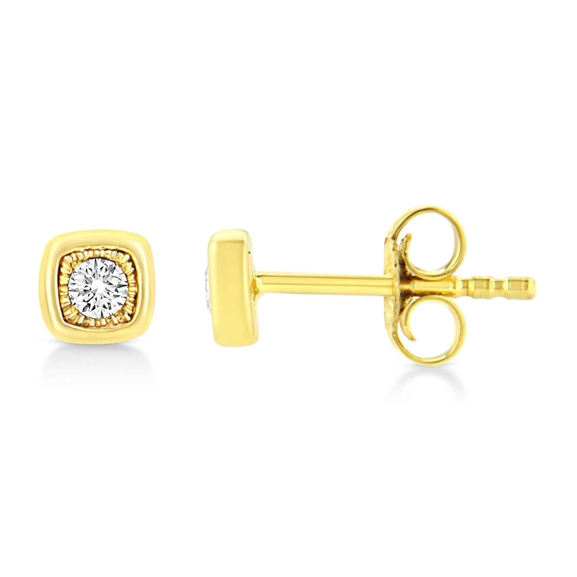 10K Yellow Gold Plated.925 Sterling Silver 1/10 Cttw Miracle-Set Diamond Stud