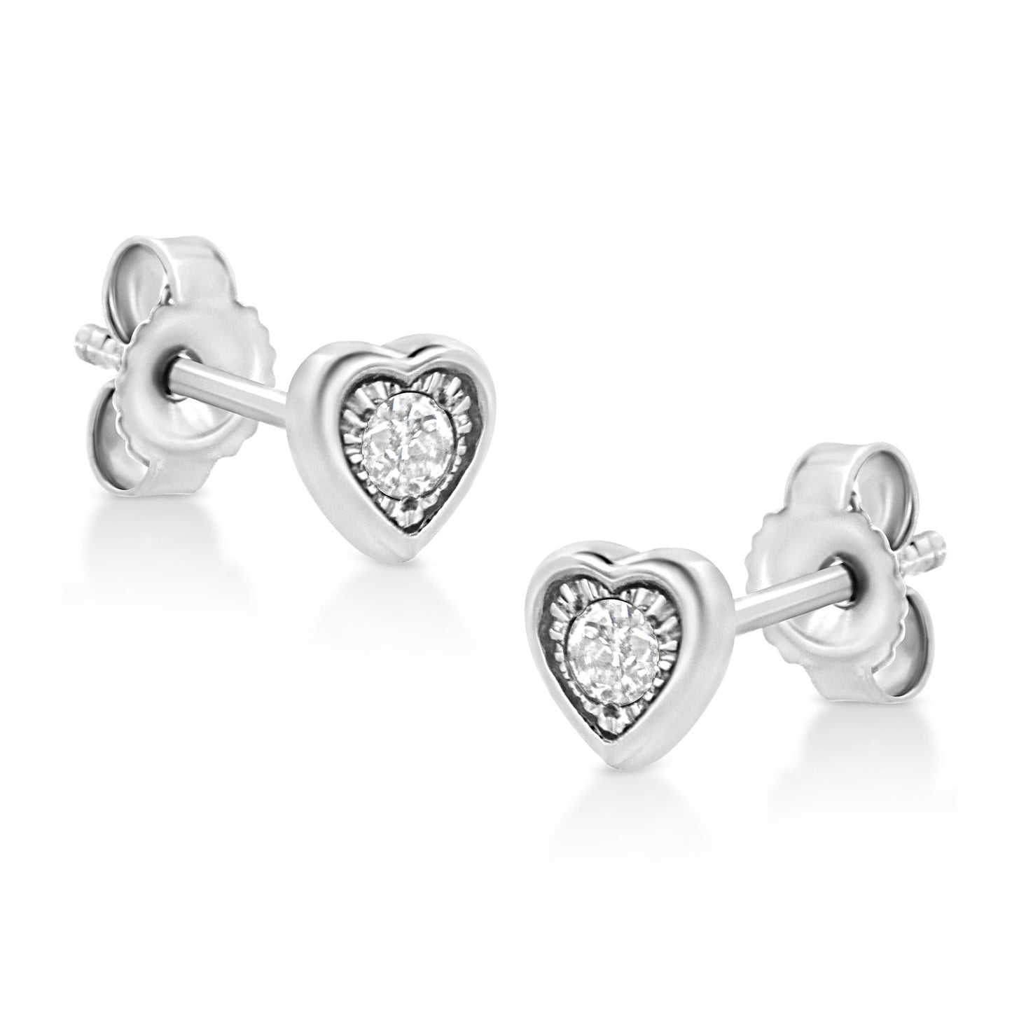 .925 Sterling Silver 1/10 Cttw Miracle-Set Diamond Stud Earrings (I-J Color