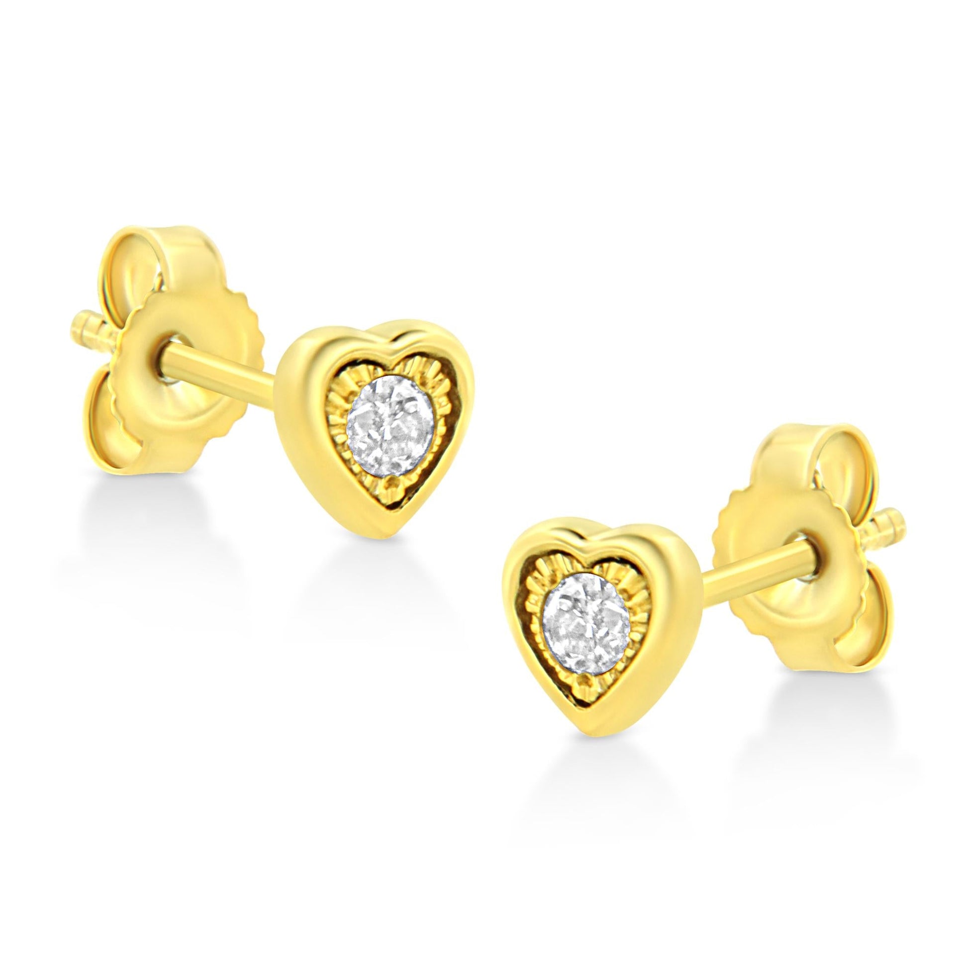 10K Yellow Gold Plated.925 Sterling Silver 1/10 Cttw Miracle-Set Diamond Stud