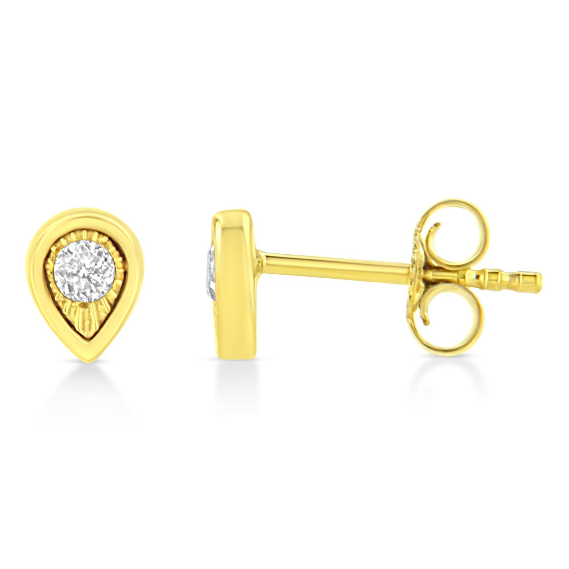 10K Yellow Gold Plated.925 Sterling Silver 1/10 Cttw Miracle-Set Diamond Stud