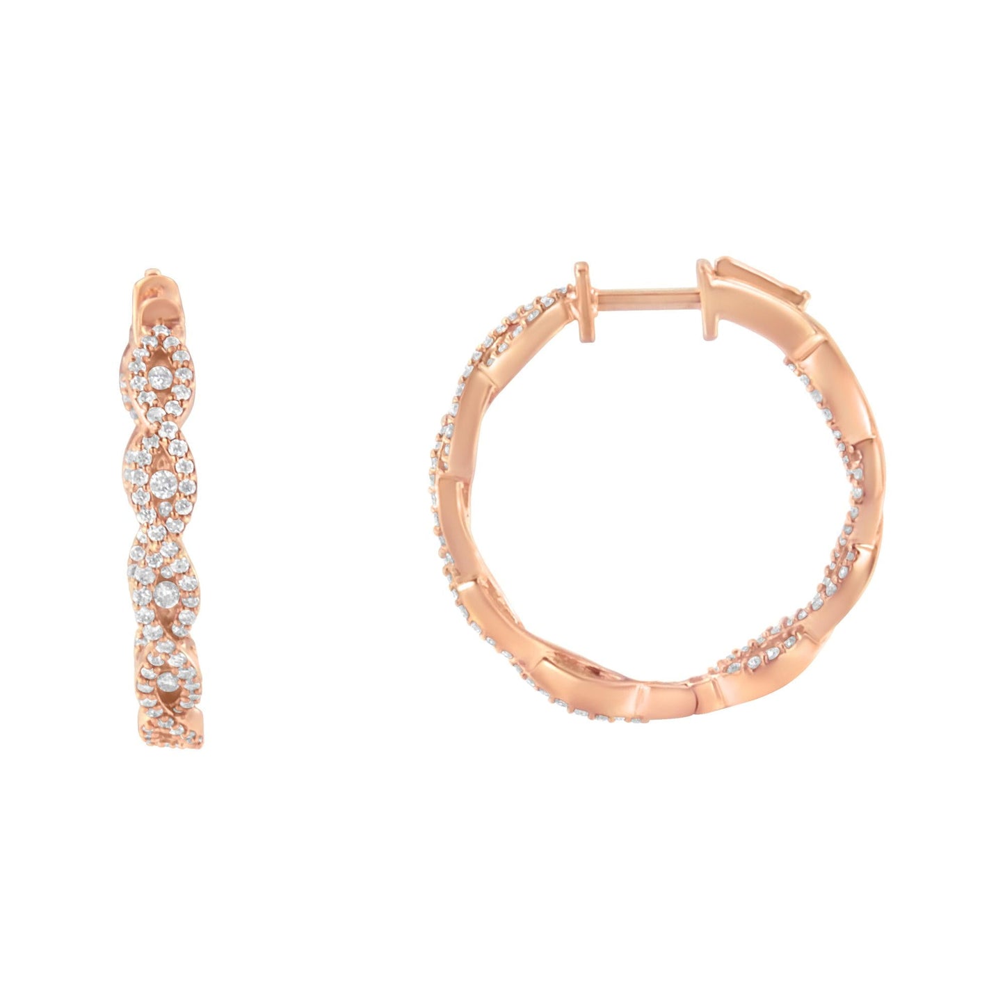 10K Rose Gold Diamond Hoop Earring (1 cttw H-I Color I1-I2 Clarity)