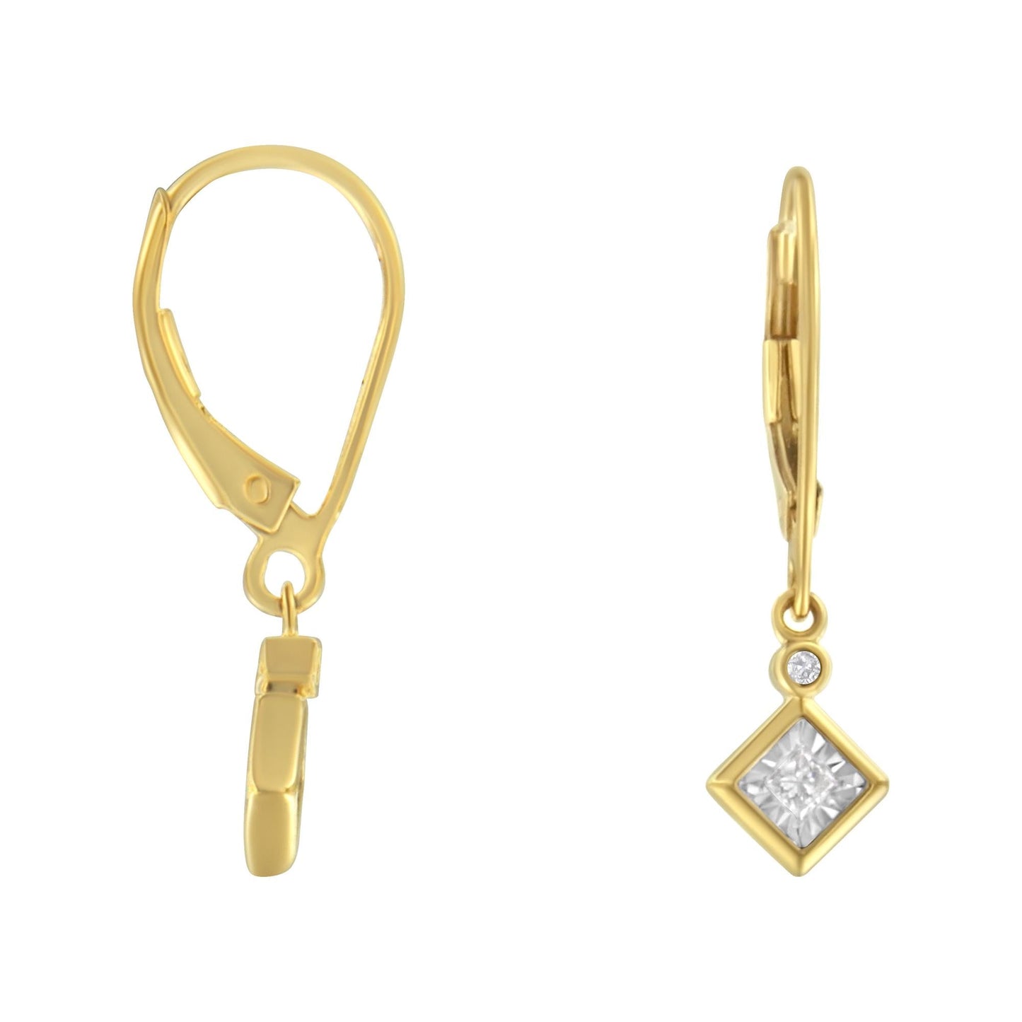 2 Micron 14K Yellow Gold Plating Diamond Dangle Earrings (1/3 cttw J-K Color