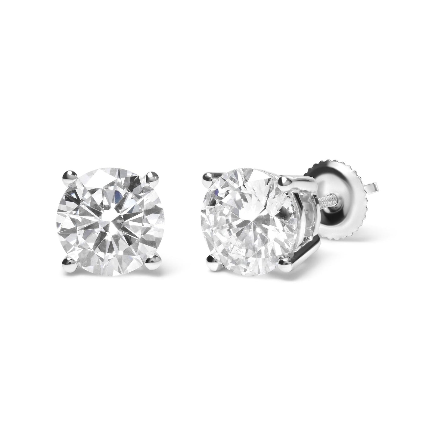 14K White Gold Round Brilliant-Cut Lab Grown Diamond Classic 4-Prong Stud