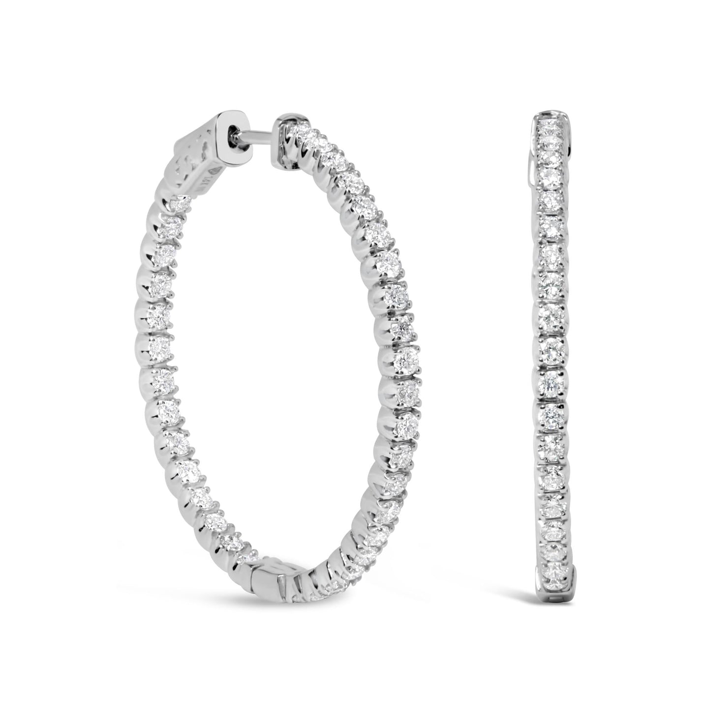 14K White Gold 1 3/4 Cttw Lab Grown Diamond Inside Out Hoop Earrings (G-H Color