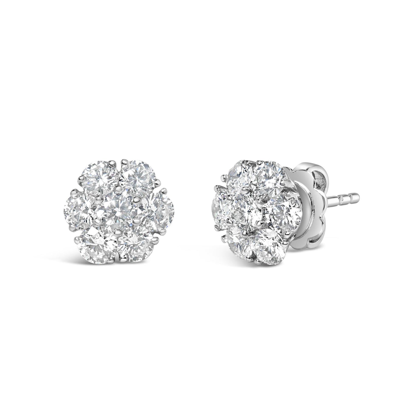 14K White Gold 1 3/4 Cttw Lab Grown Diamond Floral Cluster Composite Stud