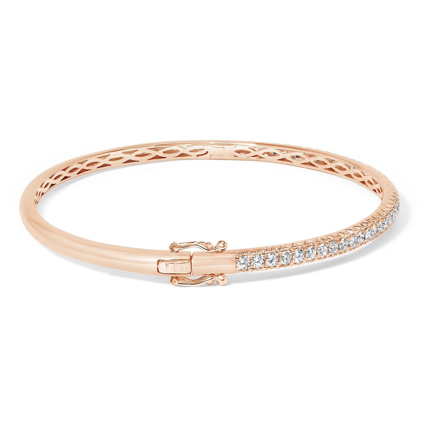 14K Gold 1.00 Cttw Half Eternity Diamond Bangle Bracelet (G-H Color SI2-I1