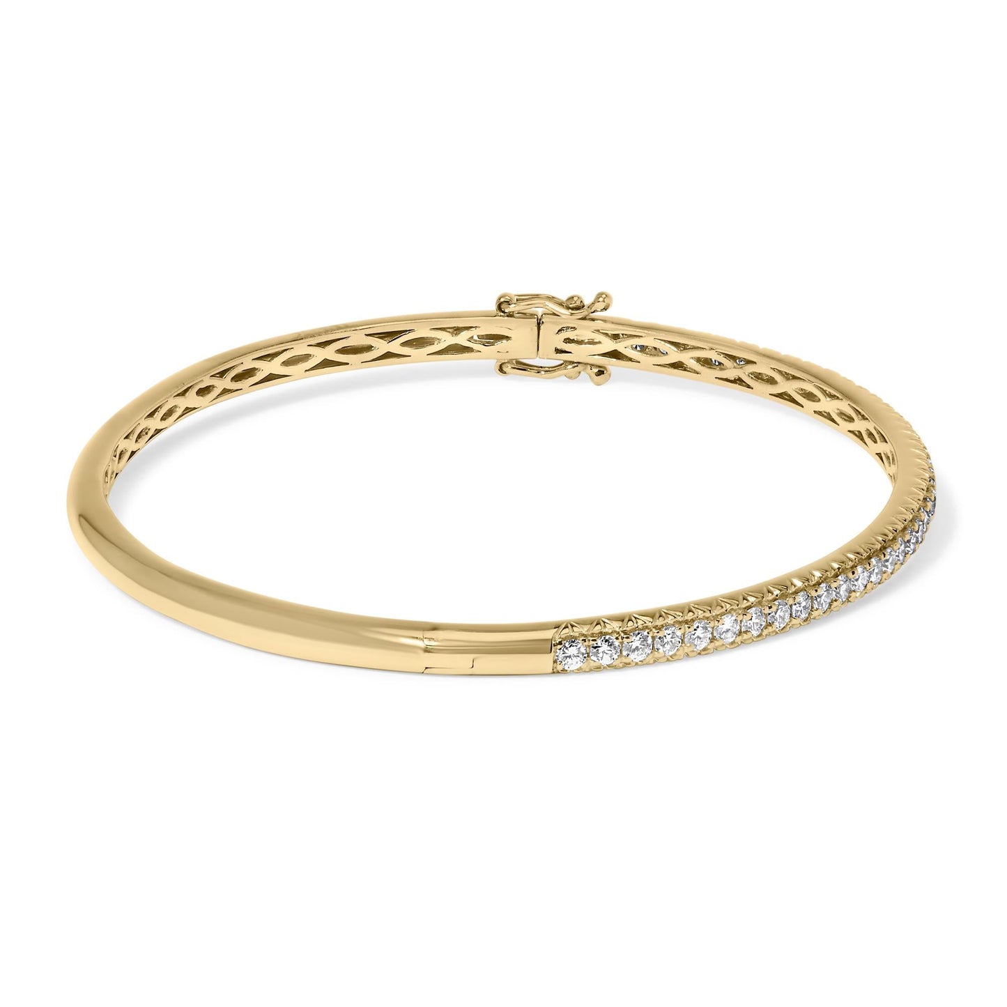 14K Gold 1.00 Cttw Half Eternity Diamond Bangle Bracelet (G-H Color SI2-I1