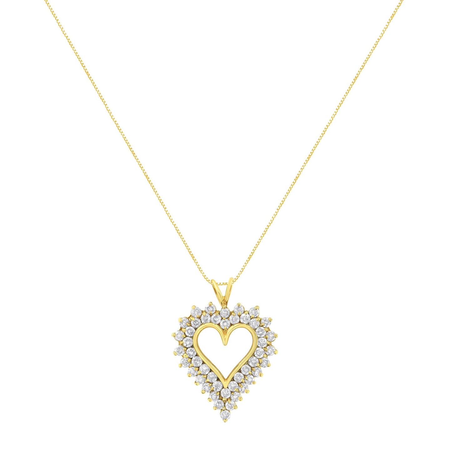 14K Yellow Gold.925 Sterling Silver 4 cttw Round-cut Diamond Cluster Heart