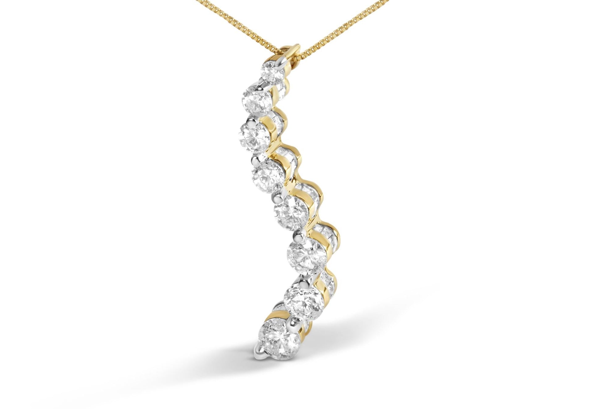 14k Yellow Gold 3.0 cttw Baguette and Brilliant Round-Cut Diamond Journey