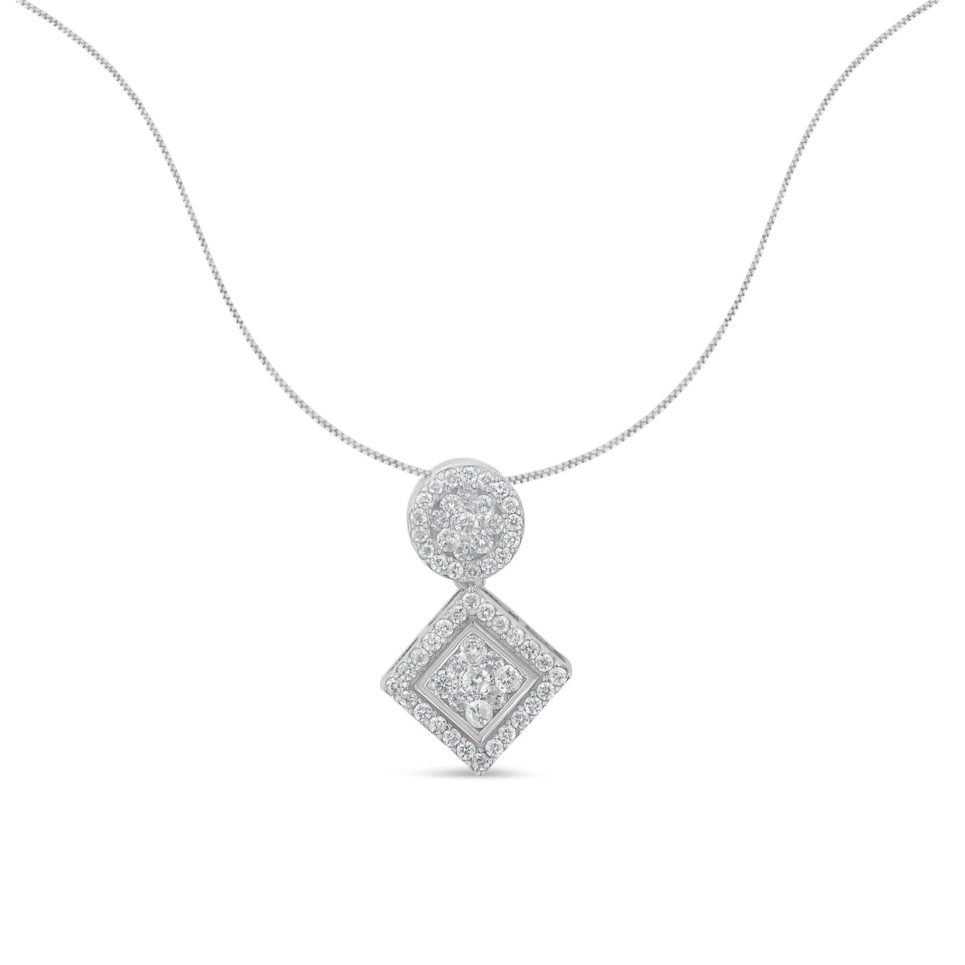 14K White Gold 1 cttw Diamond Pendant Necklace (H-I I1-I2)