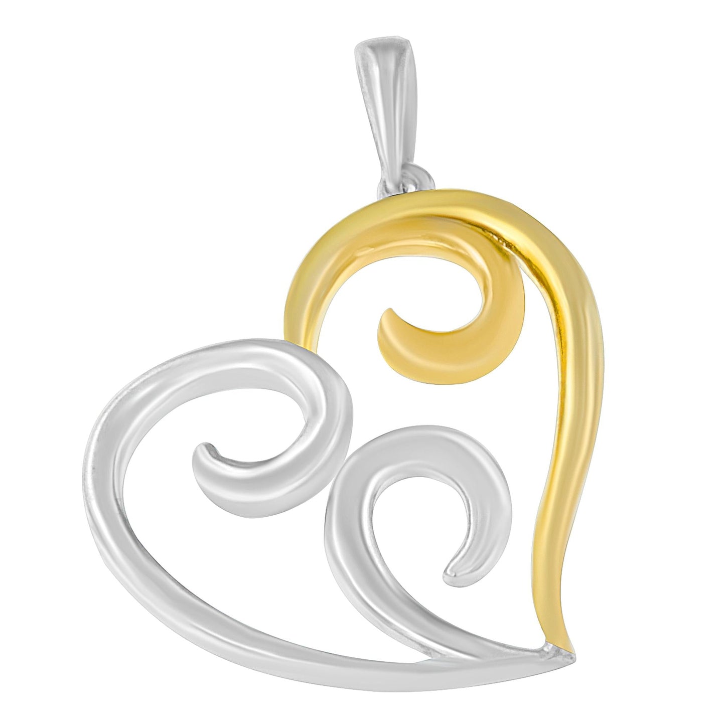 10K Yellow Gold Over.925 Sterling Silver Open Heart with Swirls 18’’ Box