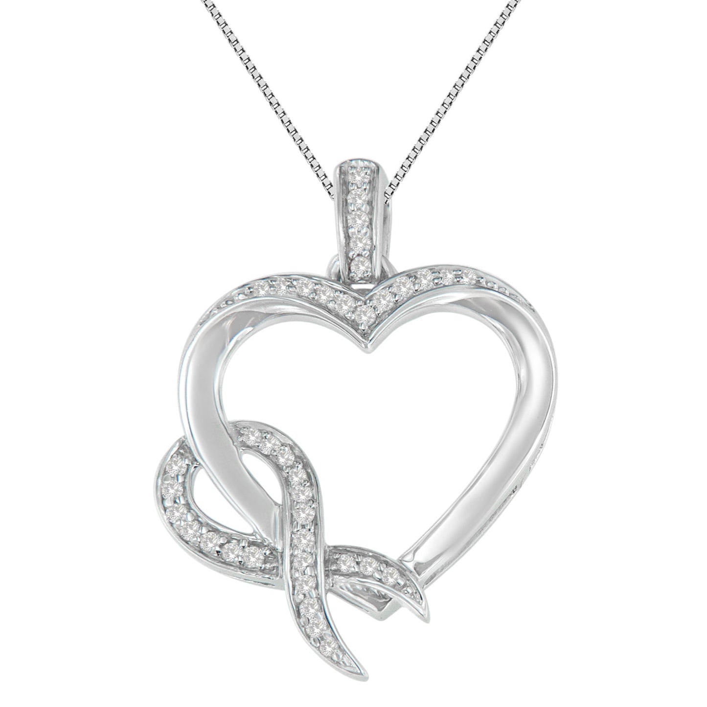 .925 Sterling Silver 1/6 cttw Diamond Heart Pendant Necklace (H-I I1-I2)