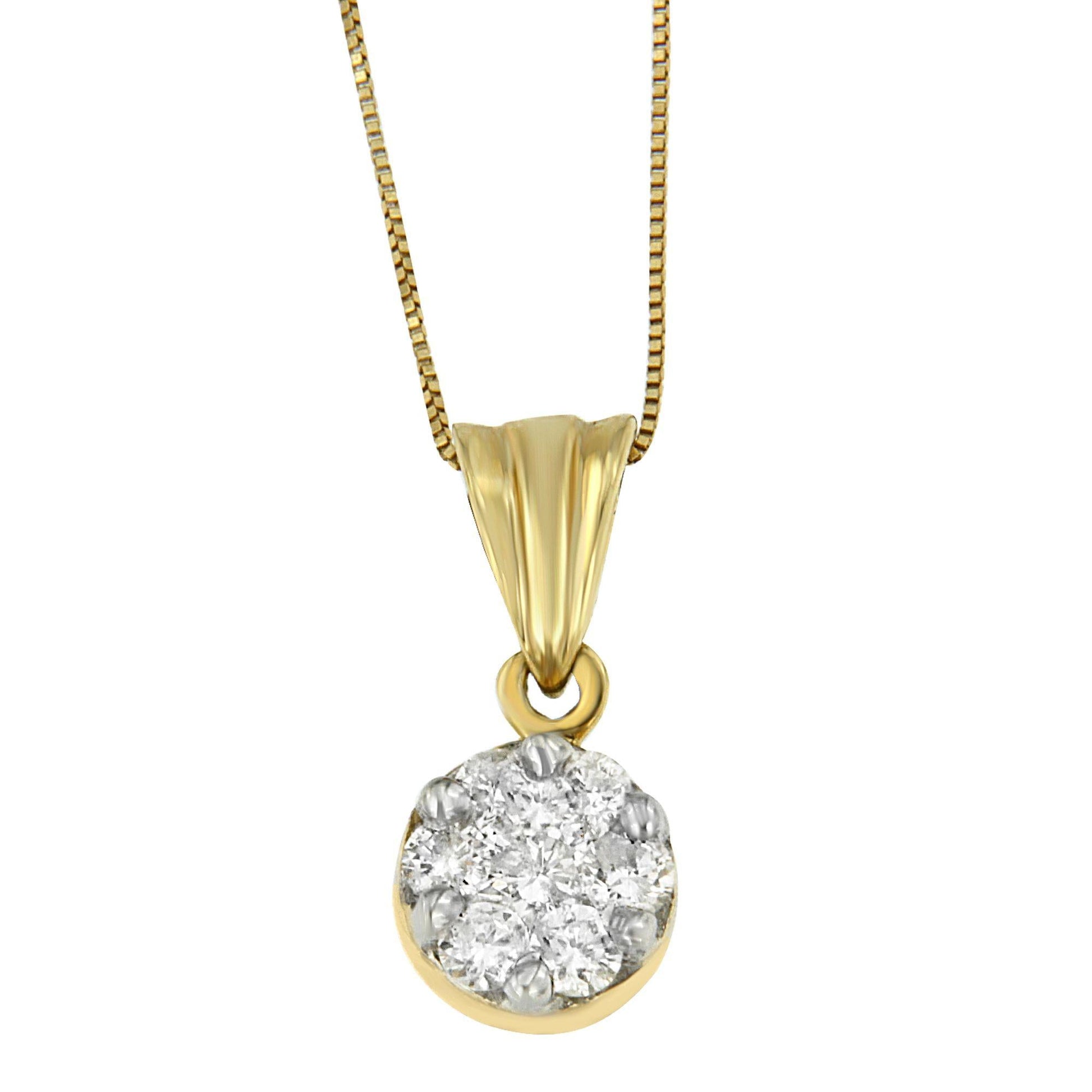 14K Yellow Gold 1/2 cttw Round Cut Diamond Circle Pendant Necklace (H-I I1-I2)