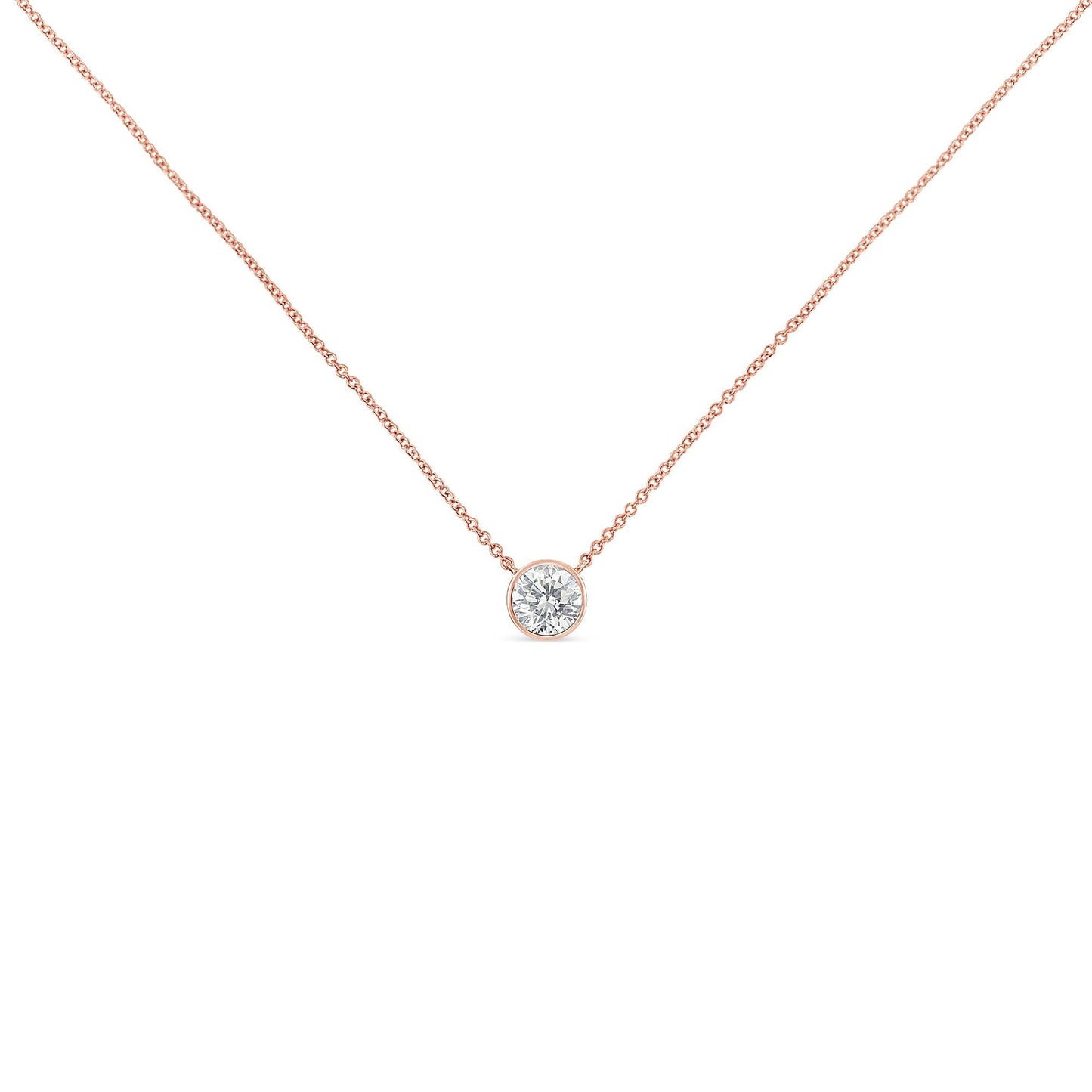 Sterling Silver Bezel-Set Diamond Solitaire Pendant Necklace (1/3 cttw H-I