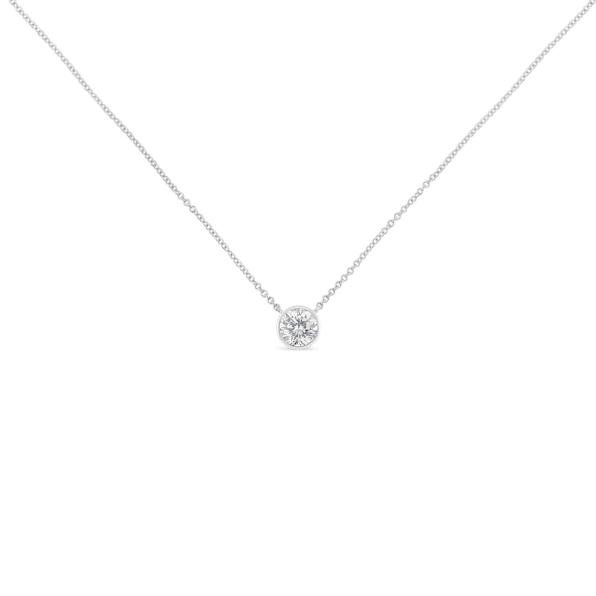 Sterling Silver Bezel-Set Diamond Solitaire Pendant Necklace (1/3 cttw H-I