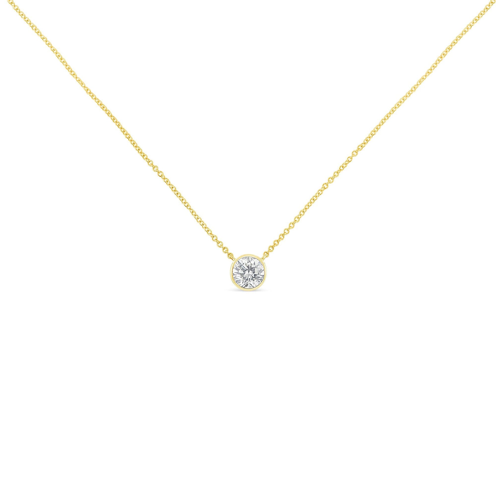 10K Yellow Gold 1/2 Carat Round Brilliant-Cut Diamond Modern Bezel-Set