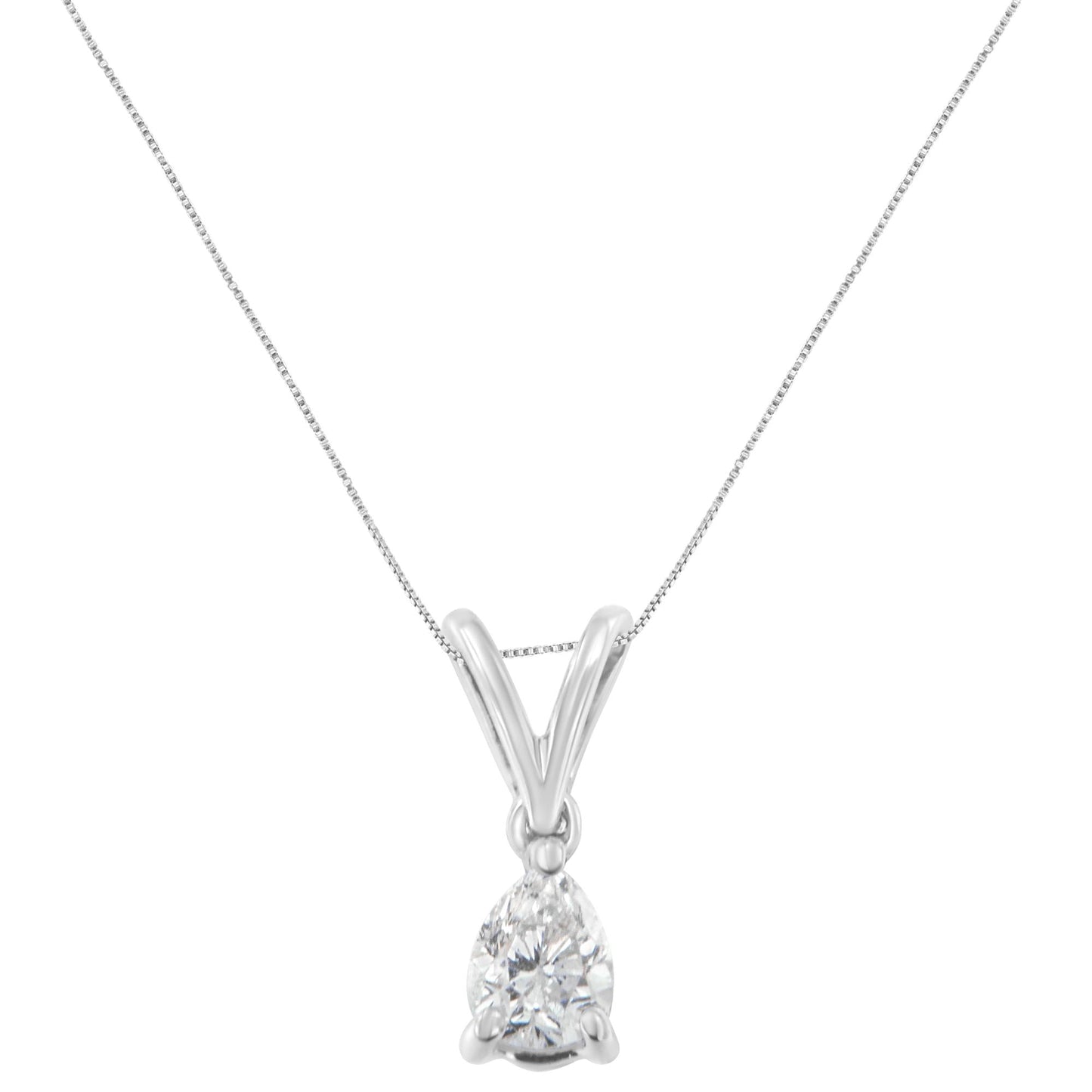 10K White Gold 1/5 cttw Diamond Pear Pendant Necklace (H-I SI1-SI2)